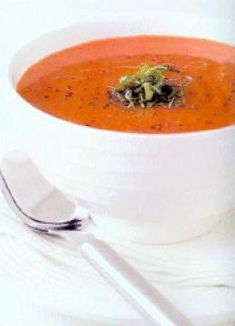 Cold tomato gazpacho soup