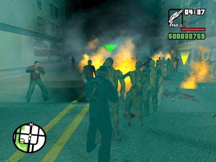Additions and codes on "GTA: San Andreas" on zombies
