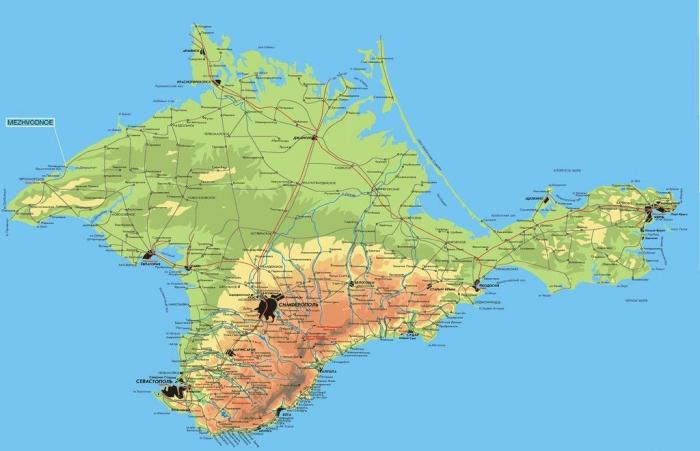 Mezhvodnoe Crimean map