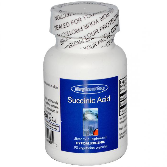The use of succinic acid